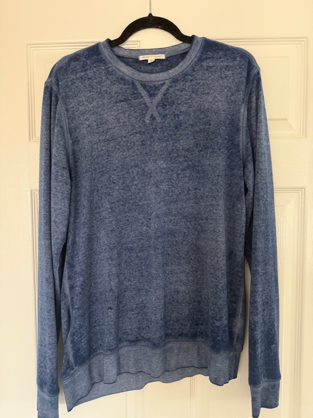 Threads 4 Thought Men's Heathered Blue Crewneck Sweater
